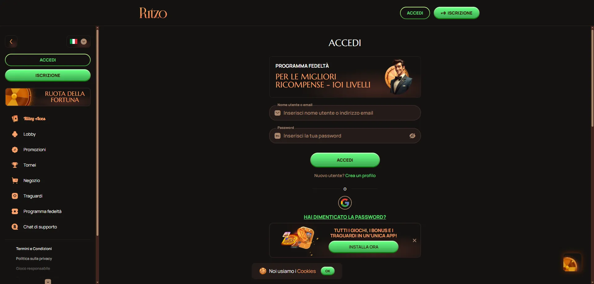 Registrarsi su Ritzo Casino — guida passo passo per italiani
